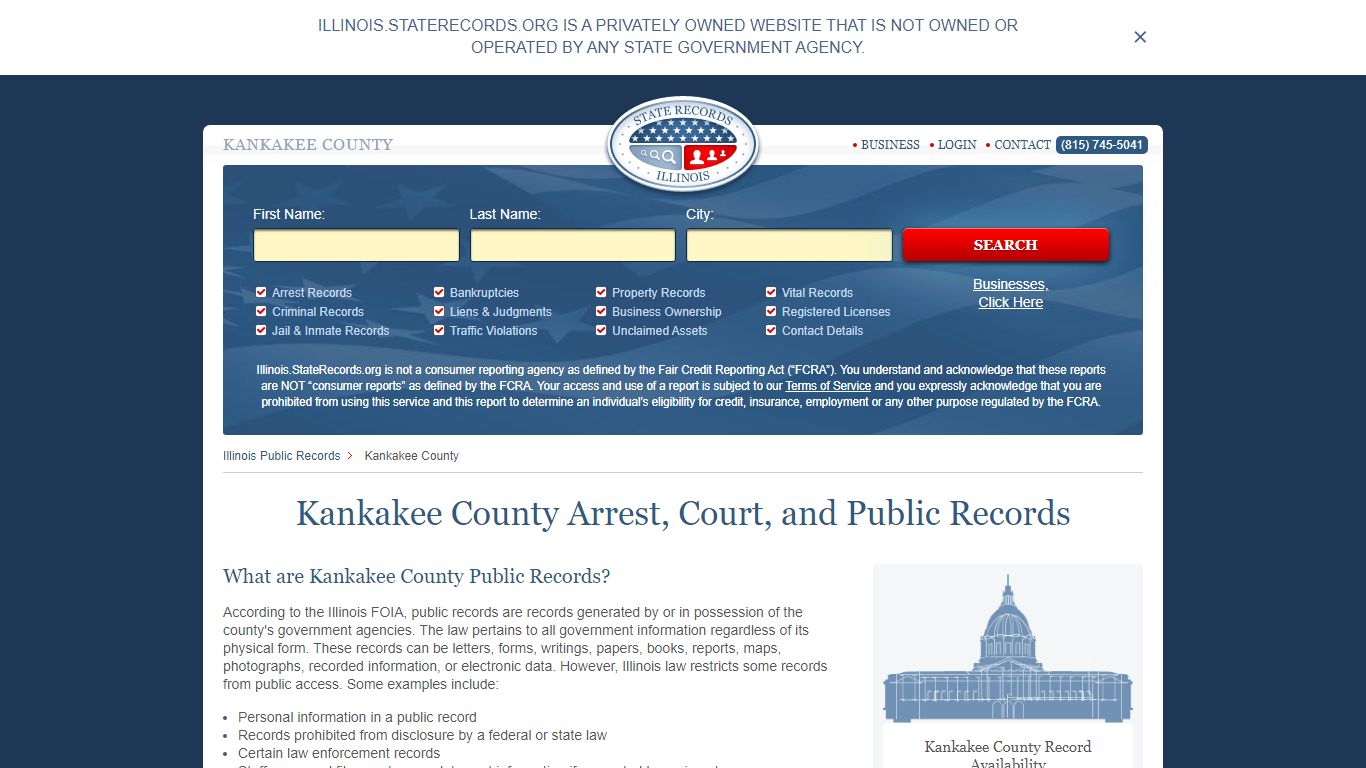 Kankakee County Arrest, Court, and Public Records